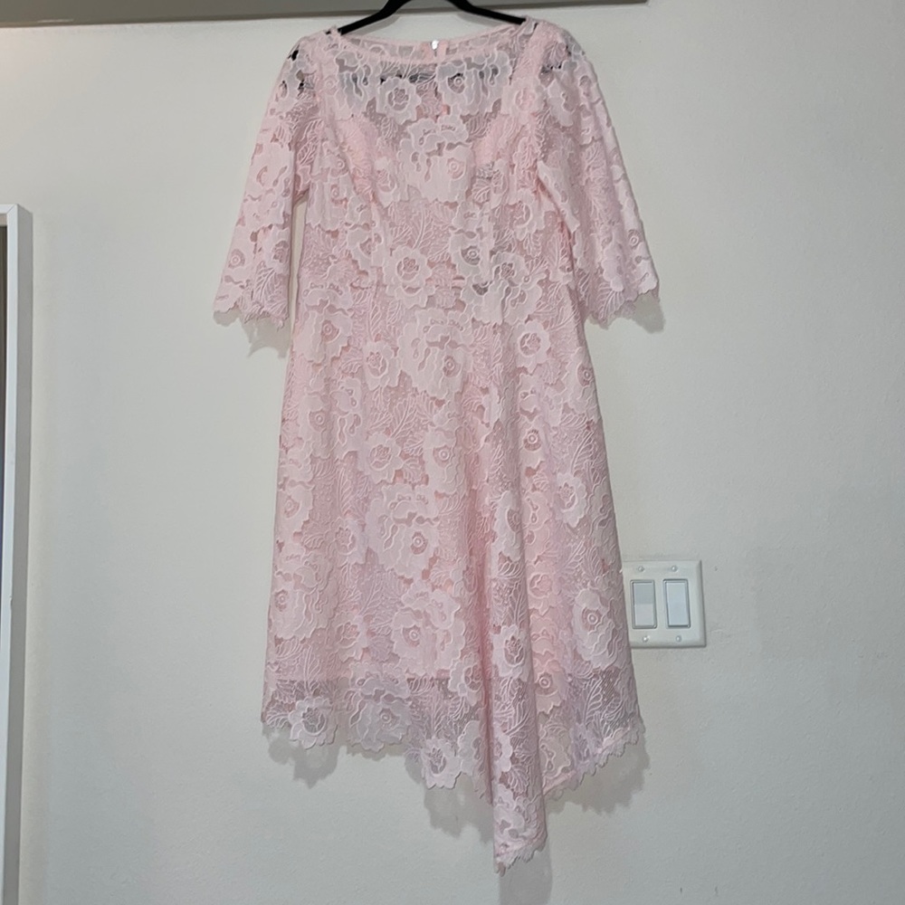 Nanette Lepore Bailamos Lace Asymmetrical Hem Dress in Pale Pink SZ 10 NWT - Picture 3 of 8